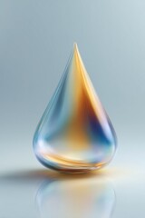 Fototapeta premium Translucent cone on reflective base with cool lighting and soft internal refractions in minimal setting
