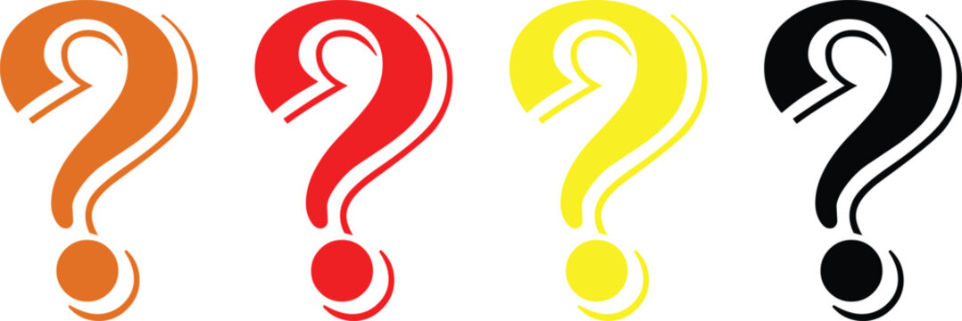 colorful question marks on white background