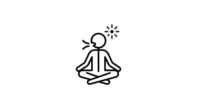 Meditating Person Icon with Exhalation and Energy Burst