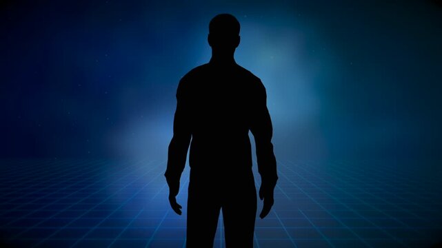 Man in silhouette looking into mysterious void