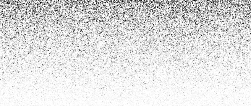 Dotted noise sand texture. Stippled grain gradient background. Fading grunge dust grit overlay. Black sprayed surface. Halftone speckles, particles or specks wallpaper. Vector rough gritty backdrop