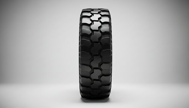 Glossy Heavy Duty Tire with Hexagonal Tread in Studio