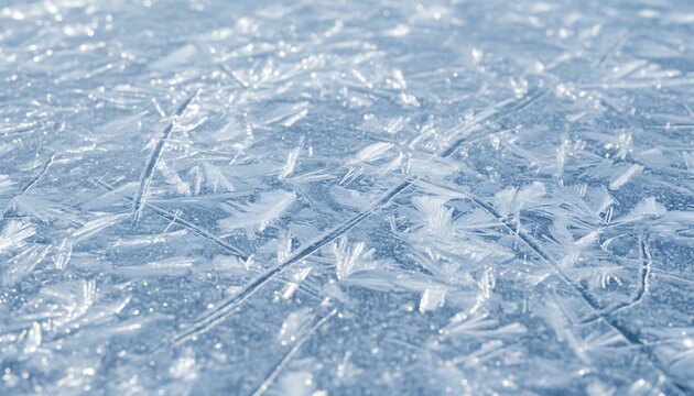 Frosty Ice Surface with Intricate Crystal Patterns