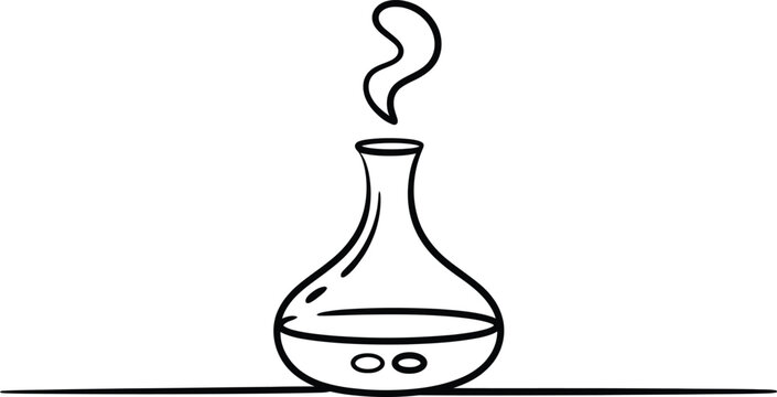 Aromatherapy essential oil diffuser releasing thin wisps of fragrant steam for relaxing home wellness environments