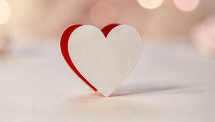 Fototapeta premium Medium shot of heartshaped diecut card with vibrant red edges and soft blurred background highlighting its romantic design