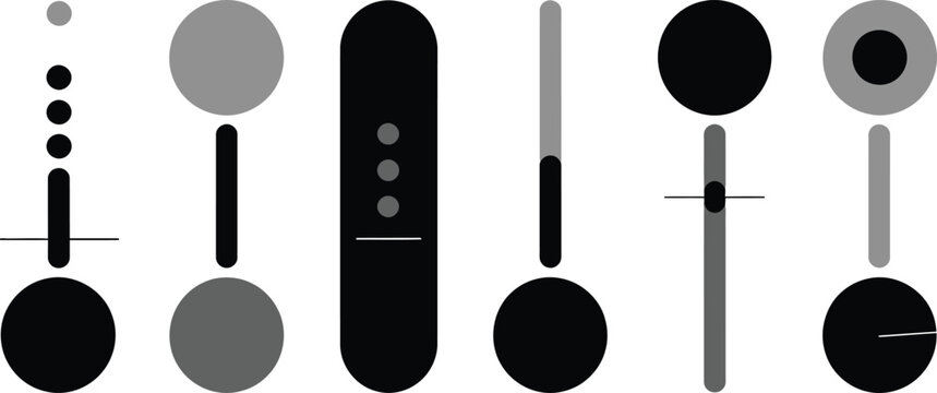 Set of various UI interface slider controls and adjustment toggles for modern application user experience systems
