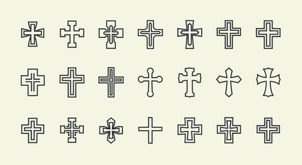 Obraz premium Collection of twenty-one unique Christian cross designs in various styles.