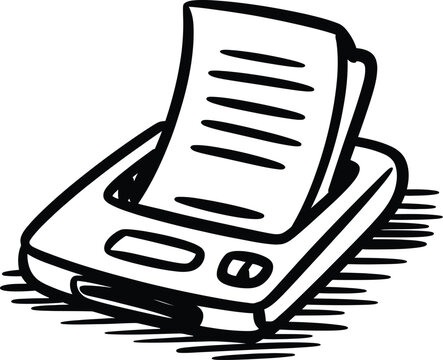 Small portable office printer producing a document with text lines for business and administrative work tasks