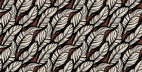 Creative leaves pattern. Seamless line leaves pattern © akın demirci