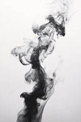 Fototapeta premium Dynamic black smoke swirling gracefully through a clean ethereal void, creating stunning patterns