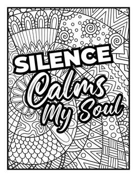 Silence Calms My Soul Adult Coloring Page with Zentangle Pattern