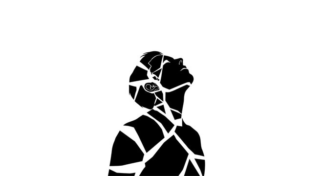 Broken silhouette of a human head.