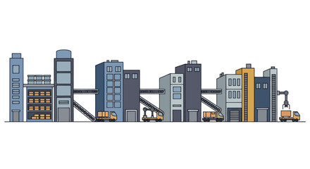 Fototapeta premium Modern Cityscape with Industrial Buildings and Logistics.