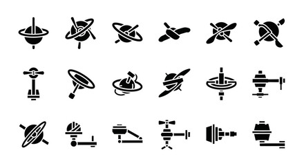 Obraz premium Satellite Dish Icons, Satellite Television, Communication Symbols, Black Vector Graphics