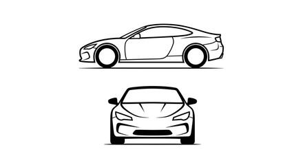 Obraz premium A minimalist vector graphic illustration of a sports car in two views