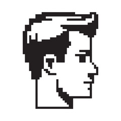 Obraz premium Pixelated profile of a person s face in black and white