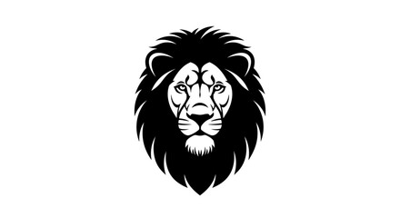 Black and White Majestic Lion Head Illustration for Graphic Resources and Animal Branding © deni