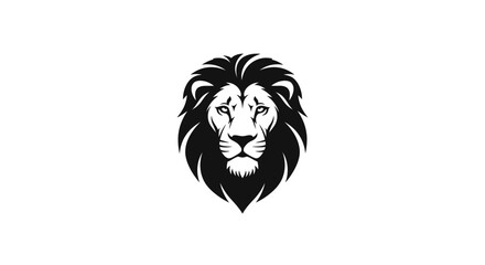 Black and White Stylized Lion Head Icon Symbolizing Power and Leadership © deni