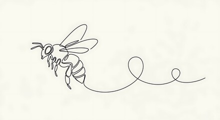 Naklejka premium Minimalist Bee Line Art - Simple, Elegant, and Artistic Design.