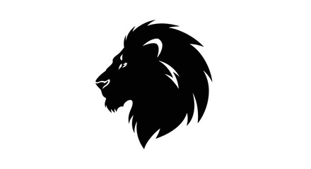 Black Silhouette Lion Head Graphic Icon Representing Strength and Royalty © Nabila