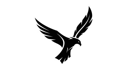 Obraz premium Black Silhouette of a Fierce Eagle in Flight, Symbolizing Power and Freedom