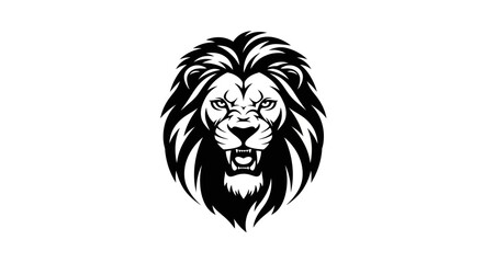 Fototapeta premium Ferocious Lion Head Roaring Icon Symbolizing Power and Strength