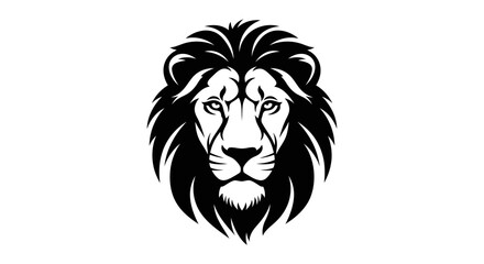 Obraz premium Bold Black and White Lion Head Emblem with Fierce Expression and Majestic Mane