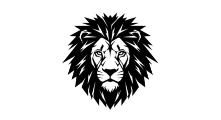 Fototapeta premium Fierce Black and White Stylized Lion Head Graphic with Sharp Mane