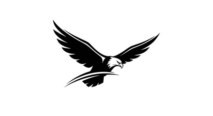 Fototapeta premium Majestic Black Eagle Emblem with Sharp Talons and Wings Spread Wide