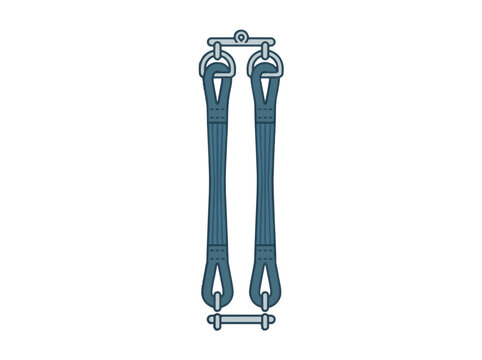 Two web straps with metal hardware, appearing to be a lifting or lashing system, against a white background.