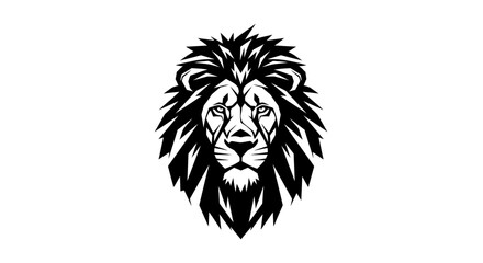Fototapeta premium Majestic Black Lion Head Emblem with Sharp Mane and Intense Eyes