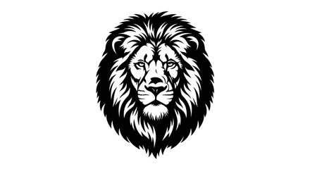 Fototapeta premium Majestic Lion Head Emblem with Fierce Mane and Intense Gaze Symbolizing Strength