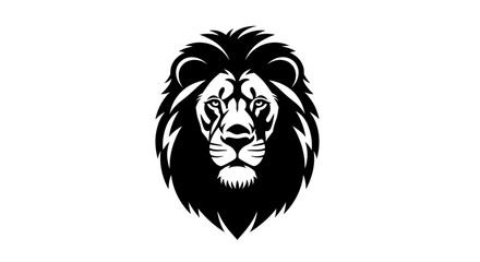 Obraz premium Majestic Black Lion Head Silhouette with Wild Mane and Fierce Eyes
