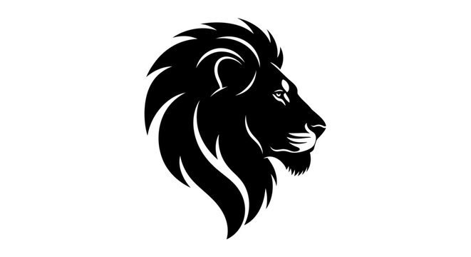Majestic Black Lion Head Silhouette Symbolizing Strength and Royalty