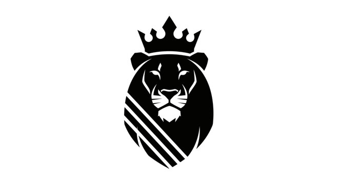 Majestic Lion King Crown Emblem Silhouette - Symbol of Strength, Royalty, and Leadership