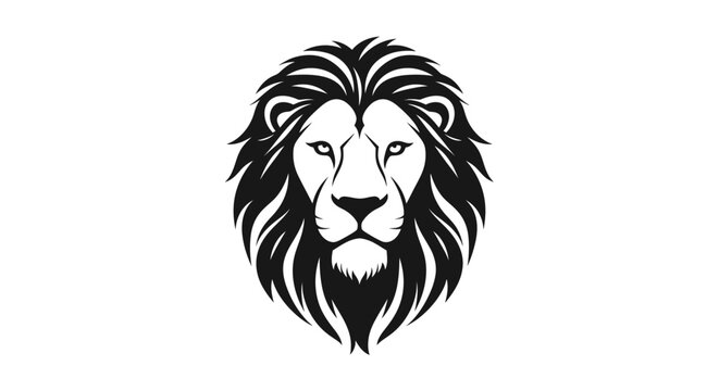 Majestic Lion Head Logo Emblem with Intense Gaze and Flowing Mane