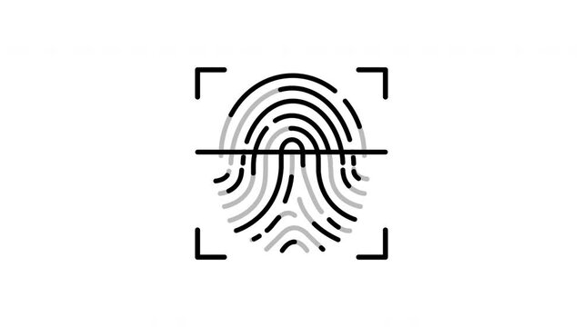 Biometric authentication animation showing a fingerprint scan for secure identification. Suitable for tech, security, and identity verification concepts.