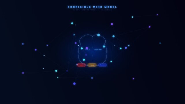 An intricate conceptual animation illustrating Ethical AI Oversight via the progressive synthesis of a digital neural architecture and an evolving synthetic consciousness amidst a deep cerulean abyss