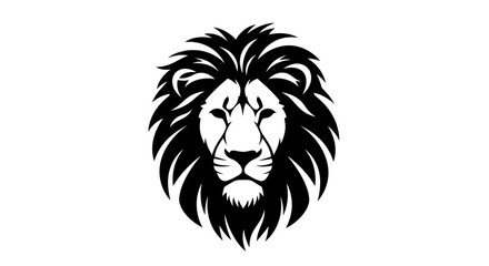 Fototapeta premium Stylized Black Lion Head Symbol Representing Strength and Power Icon