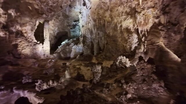 Panoramic View of Stalactites and Stalagmites in Carlsbad Caverns National Park New Mexico