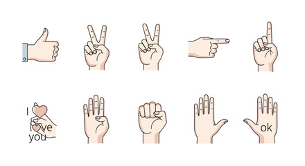 Fototapeta premium Collection of Hand Gestures and Signals