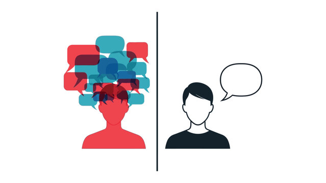 Information Overload vs. Clarity: A visual metaphor contrasting the state of being overwhelmed with excessive data, and the tranquility of clear communication.