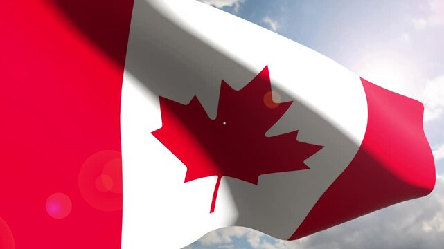 anada Flag Fluttering Gracefully Against the Open Sky