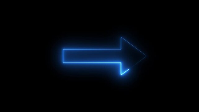 glowing neon arrow pointing right direction on black background with flickering light effect.Arrow-shaped neon sign. Neon arrow symbol icon. Directional sign arrow points to the right , red arrow.4k
