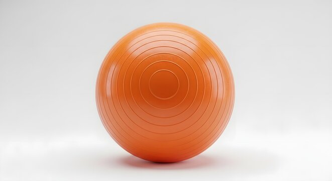 Orange Exercise Ball for Fitness Stability Core Strength and Balance Workout Equipment on White Background for Studio Photography