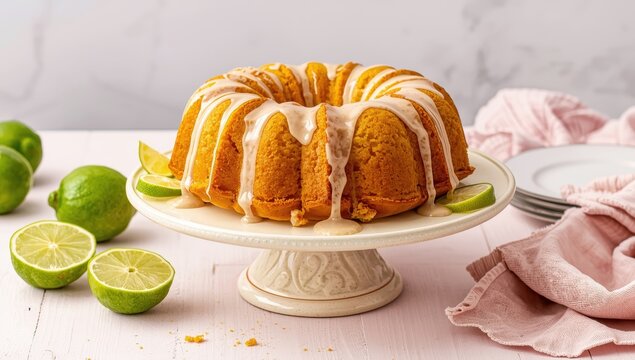 Damp lime and lemon yogurt bundt cake