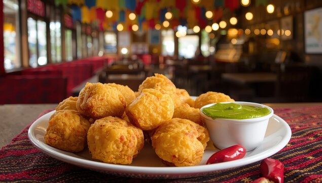 Fafda with chutney and chili from Indian street vendors.