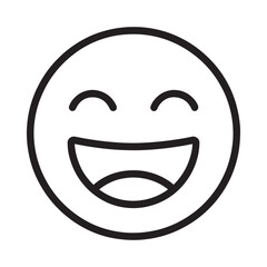 Fototapeta premium Simple black and white line drawing of a laughing smiley face