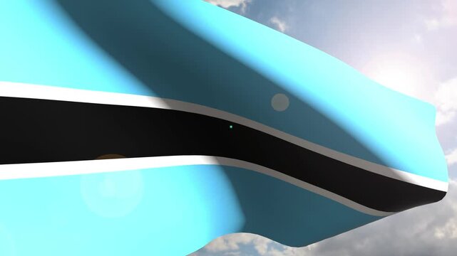 Botswana Flag Fluttering Gracefully Against the Open Sky