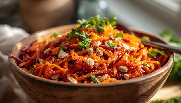 Grated carrot and beet salad